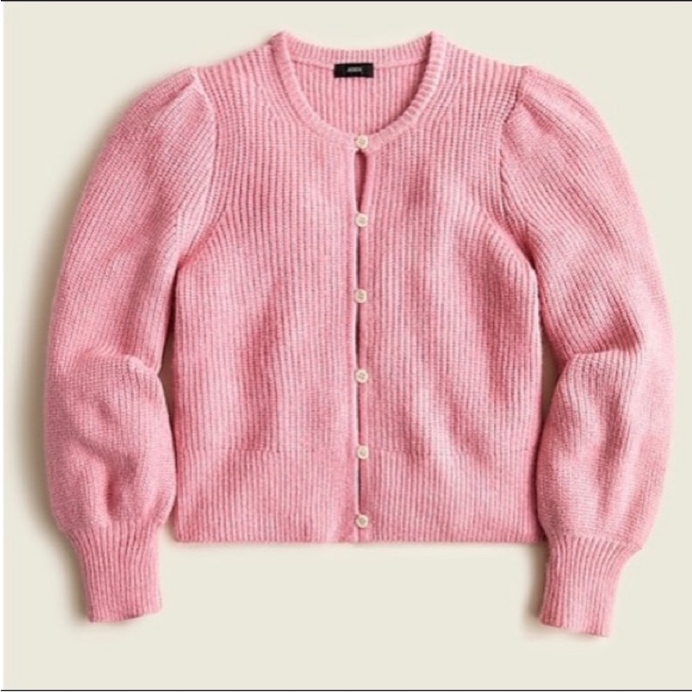 J. Crew pink puff sleeve cardigan